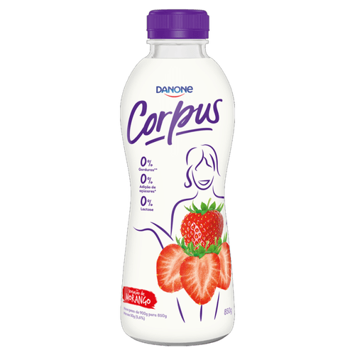 Iogurte Morango Zero Lactose Corpus Garrafa 850g