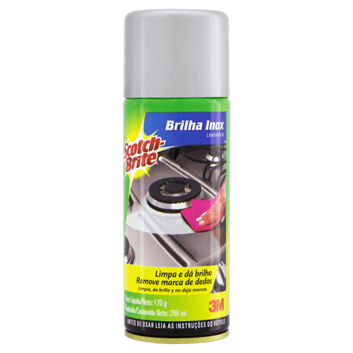 Brilha Inox Limpador Aerossol Scotch-Brite Frasco 200ml Spray