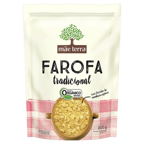 Farofa de Mandioca Temperada Orgânica Tradicional Mãe Terra Pouch 200g