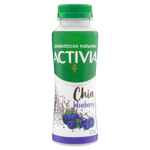 Leite Fermentado Parcialmente Desnatado com Probióticos e Preparado de Fruta Chia e Blueberry Activia Frasco 220g
