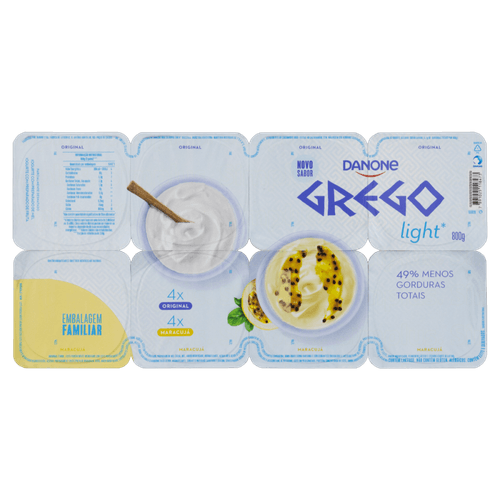 Iogurte Grego Danone Light Original e Maracujá 800g