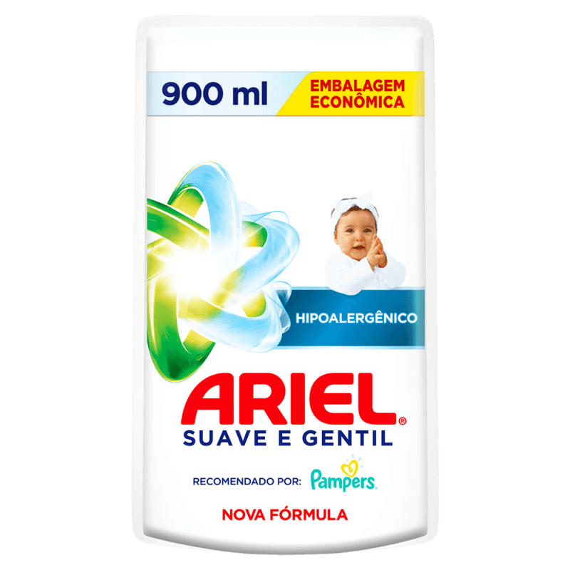 Lava-Roupas-Liquido-Suave-e-Gentil-Ariel-Sache-900ml-Refil-Embalagem-Economica