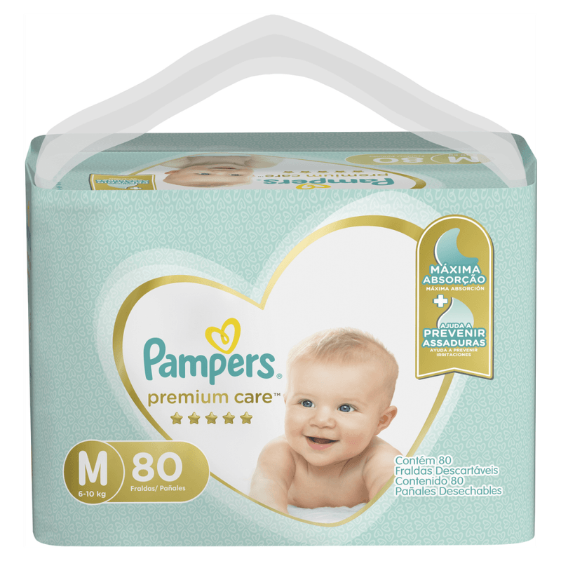 Fralda-Descartavel-Infantil-Pampers-Premium-Care-M-6-a-10kg-Pacote-80-Unidades