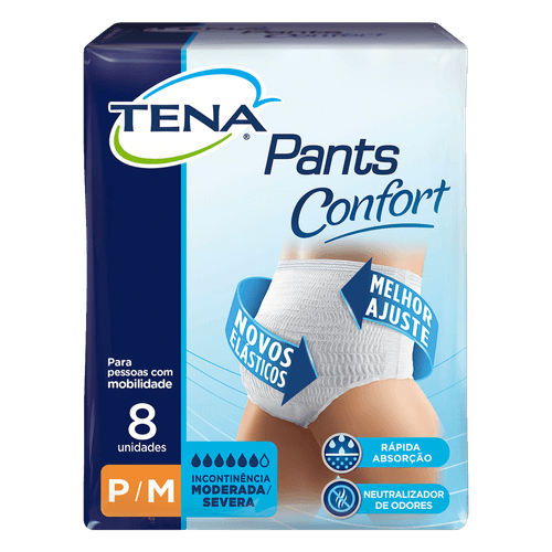 Roupa Íntima Descartável Unissex Tena Pants Confort P/M Pacote 8 Unidades