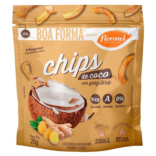 Coco Chips Flormel com Gengibre Fatiado e Assado Pacote 20g