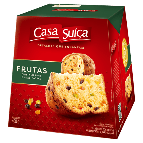 Panettone com Frutas Cristalizadas e Uvas-Passas Casa Suíça Caixa 400g