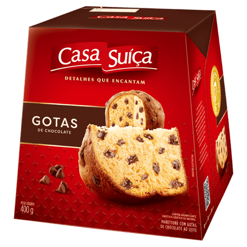 Panettone com Gotas de Chocolate ao Leite Casa Suíça Caixa 400g