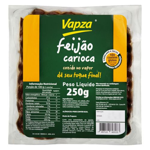 Feijão Carioca Vapza Single 250g