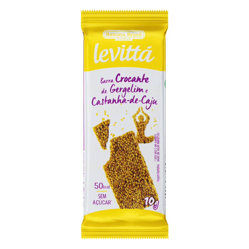 Barra-Crocante-Gergelim-e-Castanha-de-Caju-Zero-Acucar-Levitta-Pacote-10g