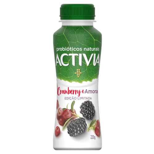 Leite Fermentado Parcialmente Desnatado com Probióticos e Preparado de Frutas Cranberry e Amora Activia Frasco 220g Edição Limitada