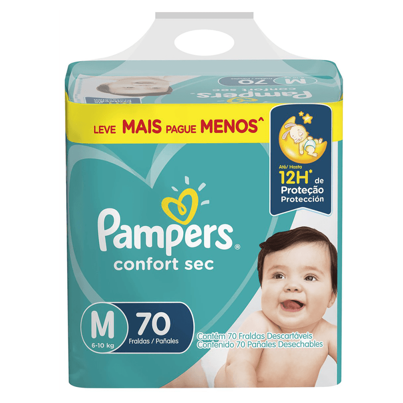 Fralda-Descartavel-Infantil-Pampers-Confort-Sec-M-6-a-10kg-Pacote-70-Unidades