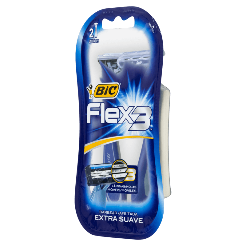 Aparelho-Descartavel-para-Barbear-Extra-Suave-Cabo-Antiderrapante-Bic-Flex-3-2-Unidades