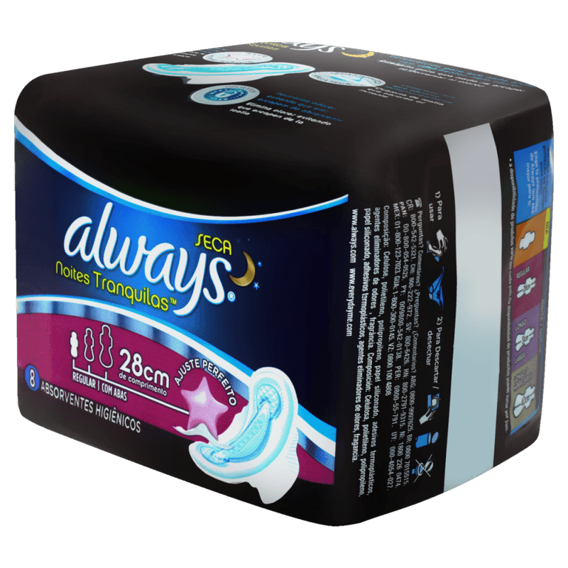 Absorvente-com-Abas-Seca-Always-Noites-Tranquilas-Noturno-Regular-28cm-Pacote-8-Unidades