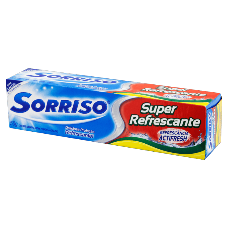 Creme-Dental-com-Fluor-e-Calcio-Sorriso-Super-Refrescante-Caixa-50g