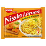 Macarrao-Instantaneo-Lamen-com-Tempero-de-Galinha-Caipira-Nissin-Miojo-Pacote-85g-Sendo-80g-de-Macarrao-e-5g-de-Tempero