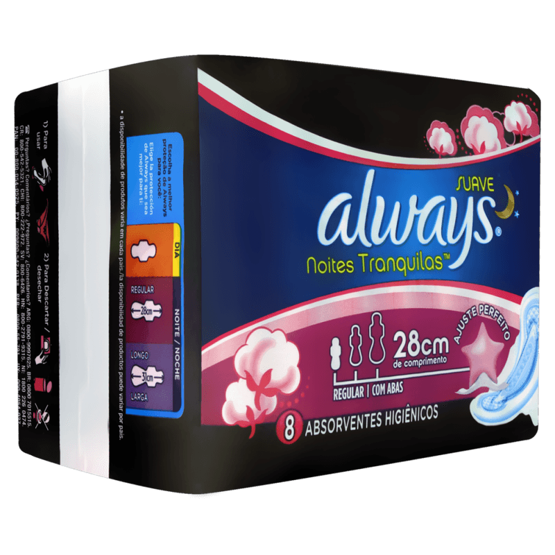 Absorvente-com-Abas-Suave-Always-Noites-Tranquilas-Noturno-Regular-28cm-Pacote-8-Unidades