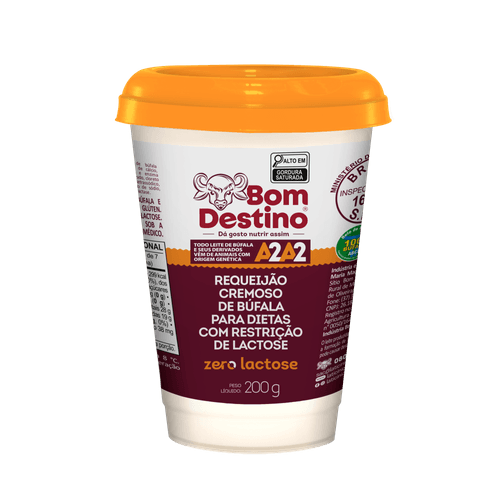 Requeijão Cremoso de Búfala Zero Lactose para Dietas com Restrição de Lactose Bom Destino Copo 200g