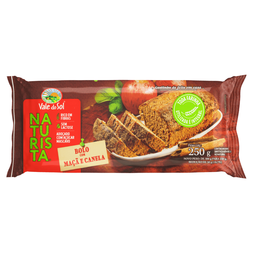 BOLO INTEGRAL MACA E CANELA VALE DO SOL 250G