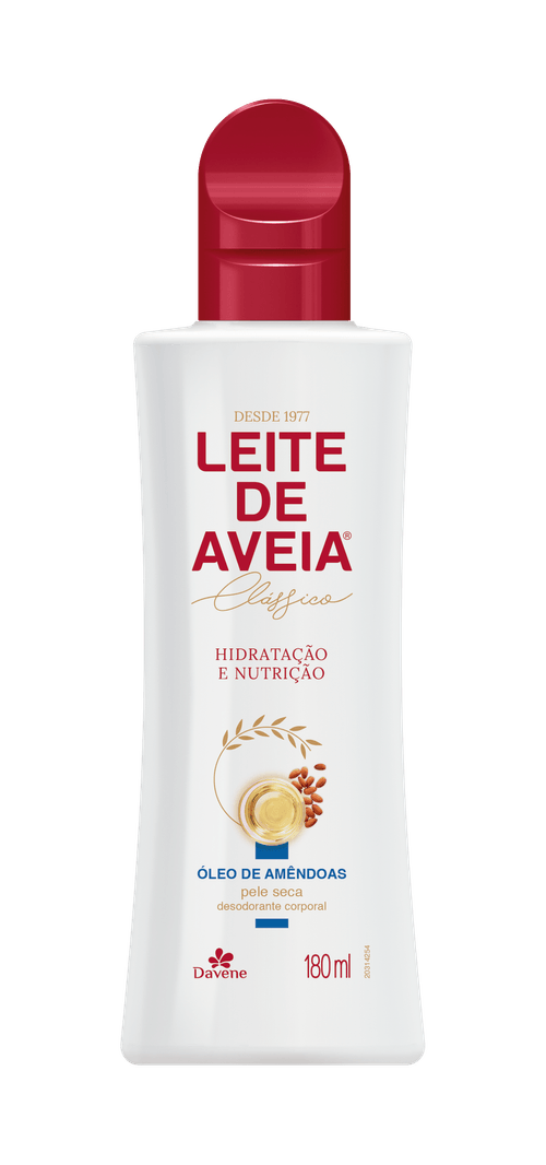 Desodorante Hidratação e Nutrição Corporal Óleo de Amêndoas Pele Seca Davene Leite de Aveia Clássico Frasco 180ml