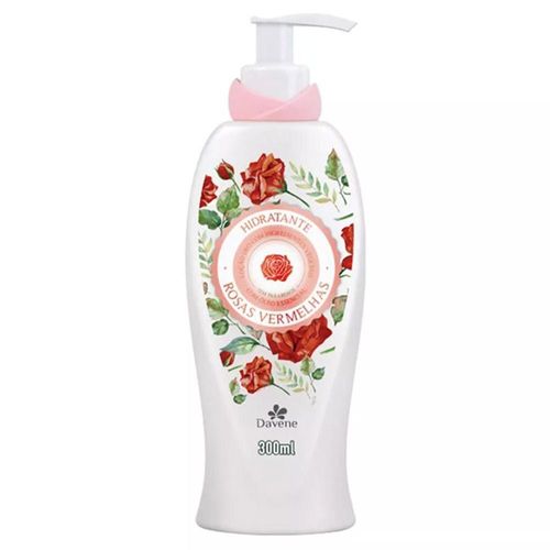 Hidratante Loção Deo com Ingredientes Vegetais com Óleo Essencial Corporal Rosas Vermelhas Davene Frasco 300ml