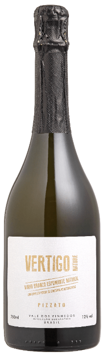 Vinho Espumante Natural Brasileiro Branco Vertigo Nature Chardonnay Pinot Noir Vale dos Vinhedos Garrafa 750ml