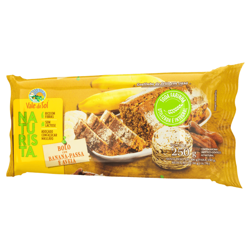 Bolo-com-Banana-Passa-e-Aveia-Integral-Zero-Lactose-Vale-do-Sol-Naturista-Pacote-250g