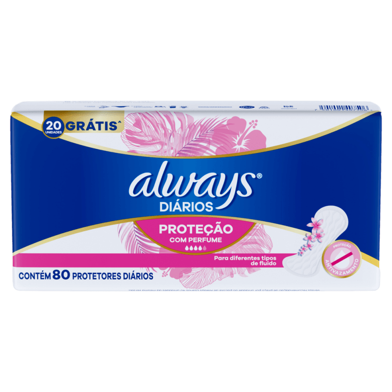 Protetor-Diario-sem-Abas-com-Perfume-Always-Pacote-80-Unidades-Gratis-20-Unidades