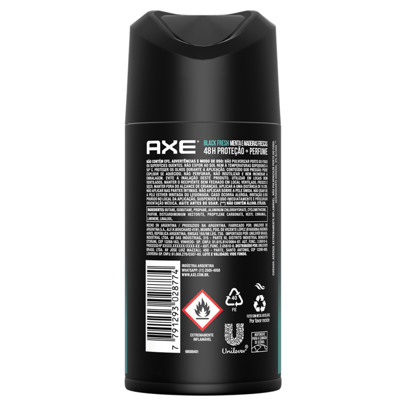 Antitranspirante-Aerossol-Menta-e-Madeiras-Frescas-48h-Axe-Black-Fresh-152ml-Spray