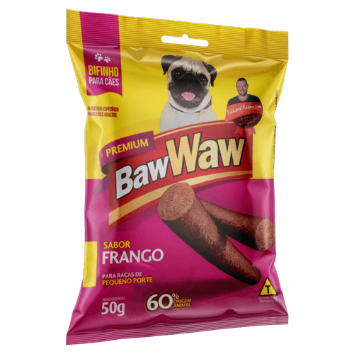 Bifinho para Cães Adultos Raças Pequenas Frango Baw Waw Premium Pacote 50g