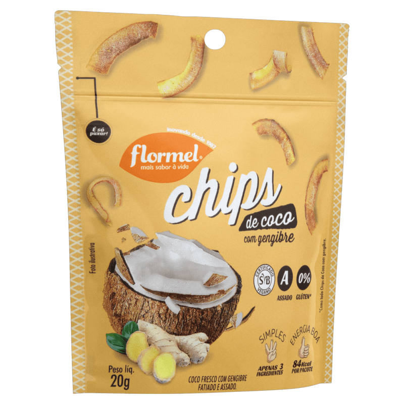 Chips-de-Coco-Fresco-com-Gengibre-Fatiado-e-Assado-Flormel-Pouch-20g