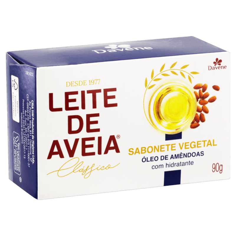 Sabonete-Barra-Vegetal-Oleo-de-Amendoas-Davene-Leite-de-Aveia-Classico-Caixa-90g