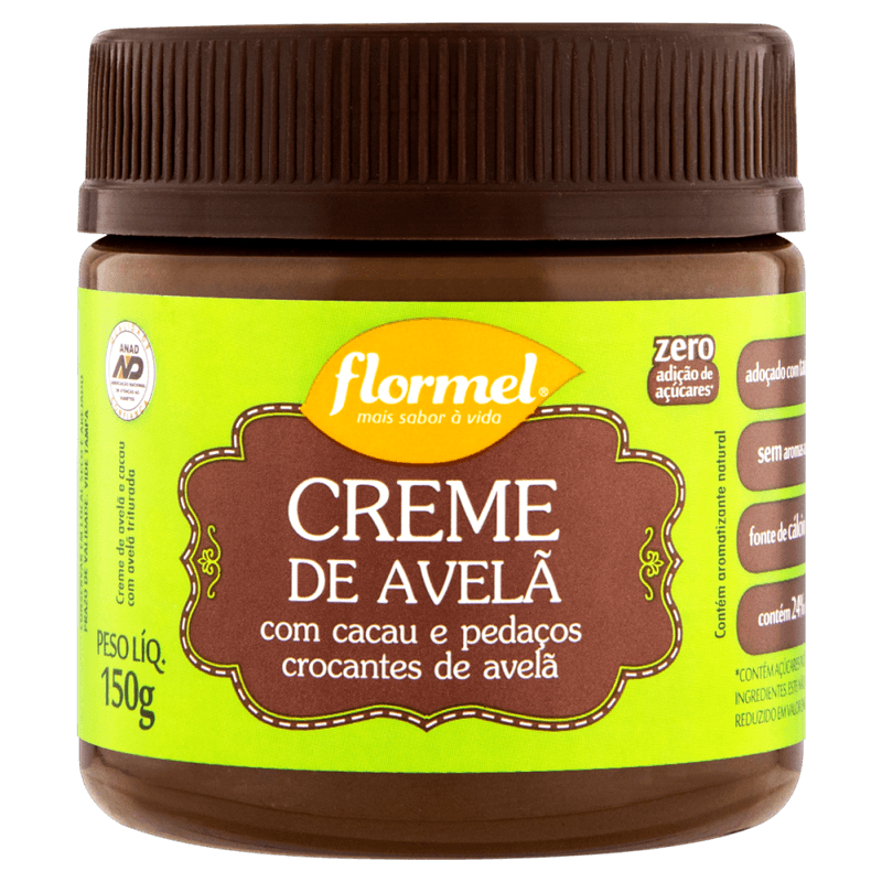 Creme-de-Avela-com-Cacau-e-Pedacos-Crocantes-de-Avela-sem-Adicao-de-Acucar-Flormel-Pote-150g