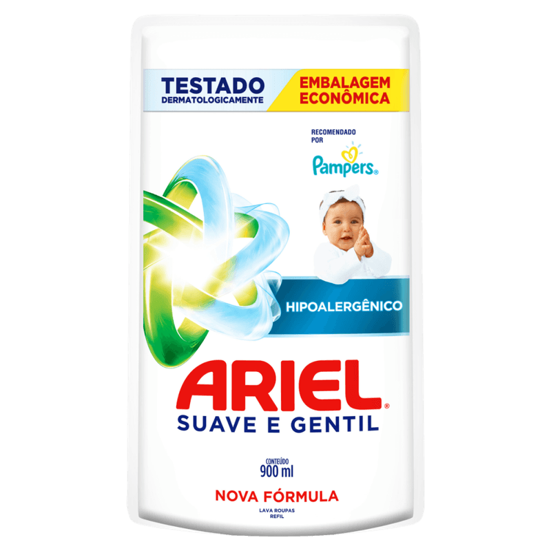 Lava-Roupas-Liquido-Suave-e-Gentil-Ariel-Sache-900ml-Refil-Embalagem-Economica