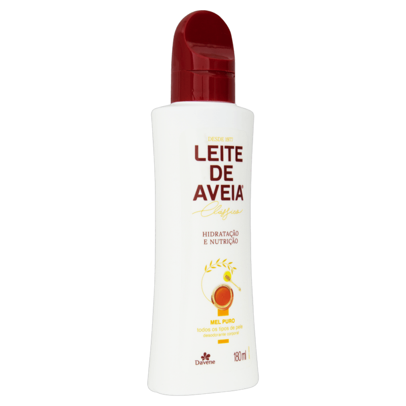 Desodorante-Hidratacao-e-Nutricao-Corporal-Mel-Puro-Todos-os-Tipos-de-Pele-Davene-Leite-de-Aveia-Classico-Frasco-180ml