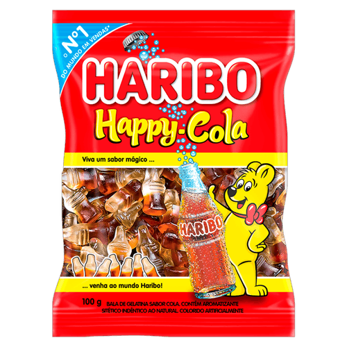 Bala de Gelatina Happy-Cola Haribo Pacote 100g