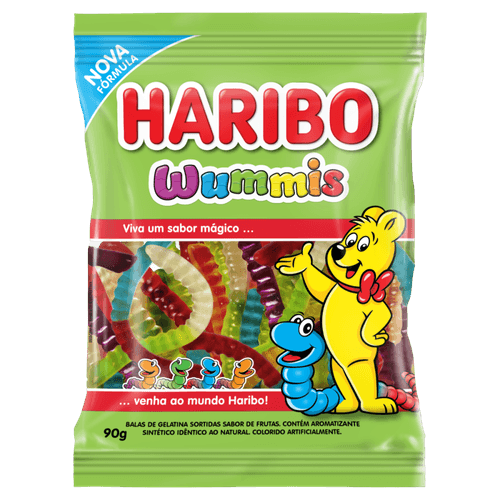 Bala de Gelatina Sortidas Frutas Wummis Haribo Pacote 90g