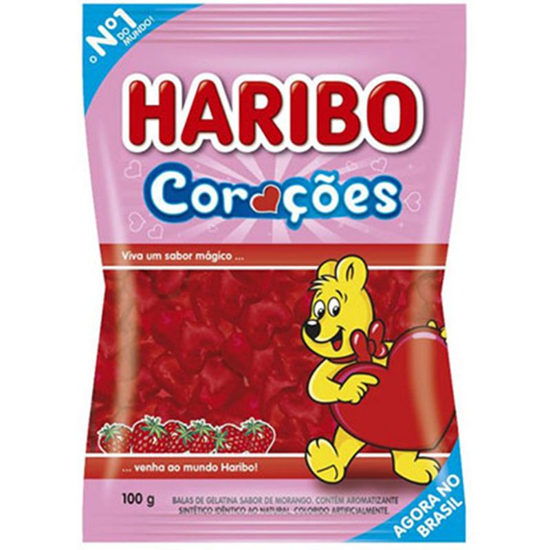 Bala-de-Gelatina-Morango-Coracoes-Haribo-Pacote-100g