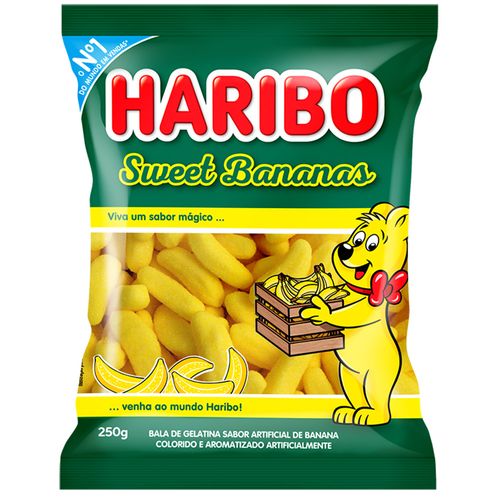 Bala de Gelatina Sweet Bananas Haribo Pacote 250g