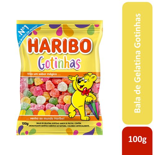 Bala de Gelatina Frutas Gotinhas Haribo Pacote 90g