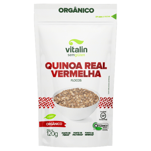 Quinoa Real Vermelha em Flocos Orgânica Vitalin Pouch 120g