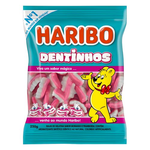 Bala de Gelatina Haribo Dentinhos Morango e Framboesa 250g