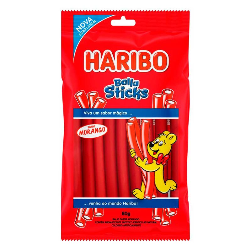 Bala-Morango-Haribo-Balla-Sticks-Pacote-80g