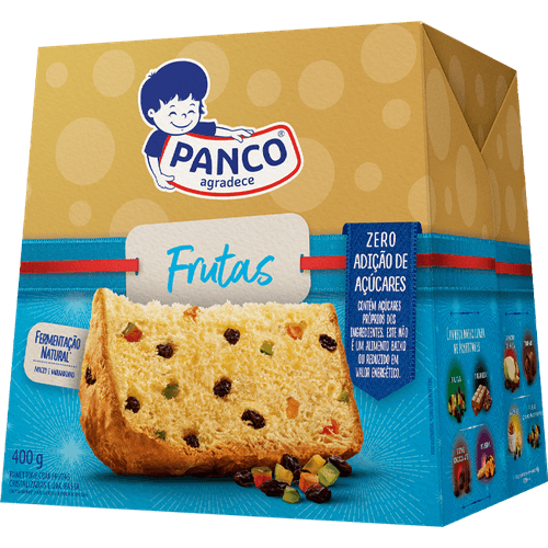 Panettone com Frutas Cristalizadas e Uvas-Passas sem Adição de Açúcar Panco Caixa 400g