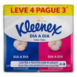 Pack-Lenco-de-Papel-Folha-Tripla-Descartavel-Kleenex-Dia-a-Dia-Pacote-Leve-4-Pague-3-Unidades-de-10-Lencos-Cada