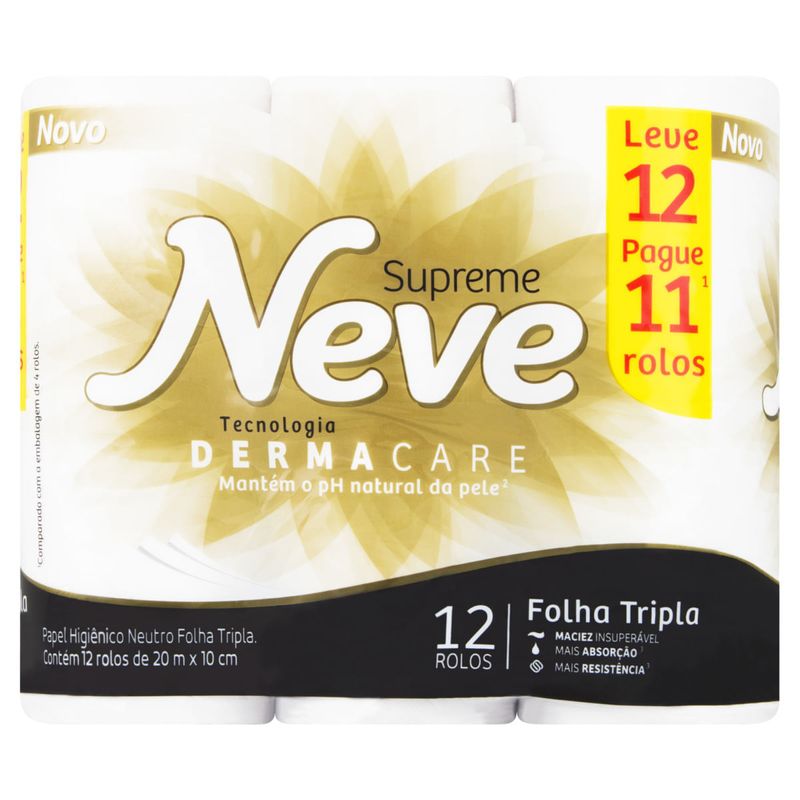 Papel-Higienico-Folha-Tripla-Neutro-Neve-Supreme-20m-Pacote-Leve-12-Pague-11-Unidades