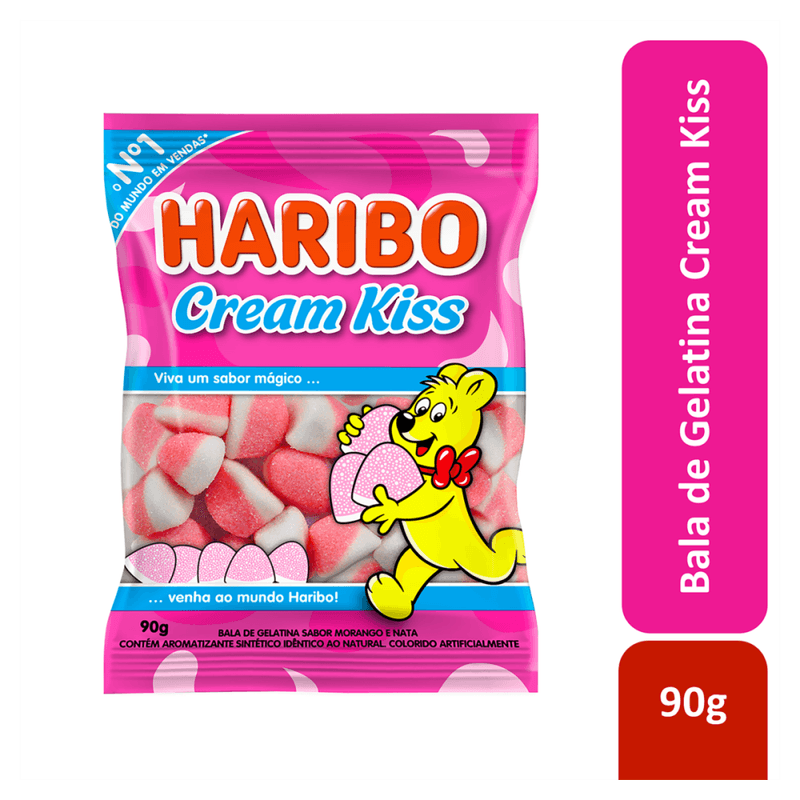 Bala-de-Gelatina-Morango-e-Nata-Cream-Kiss-Haribo-Pacote-90g