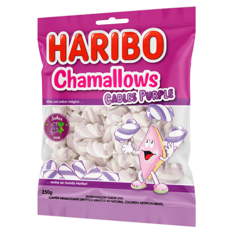 Marshmallow-Uva-Cables-Purple-Haribo-Chamallows-Pacote-250g