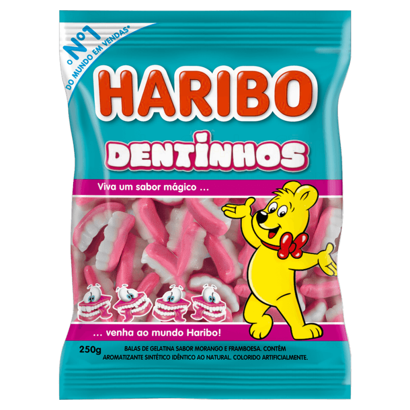 Bala-de-Gelatina-Morango-e-Framboesa-Dentinhos-Haribo-Pacote-250g