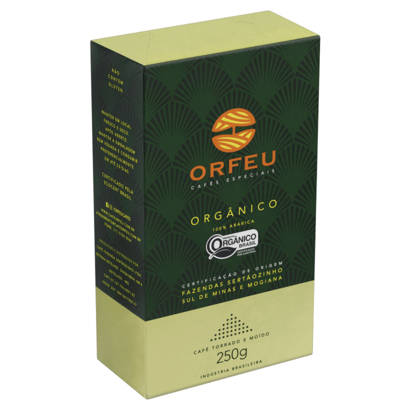 Cafe-Torrado-e-Moido-Organico-100--Arabica-Orfeu-Caixa-250g