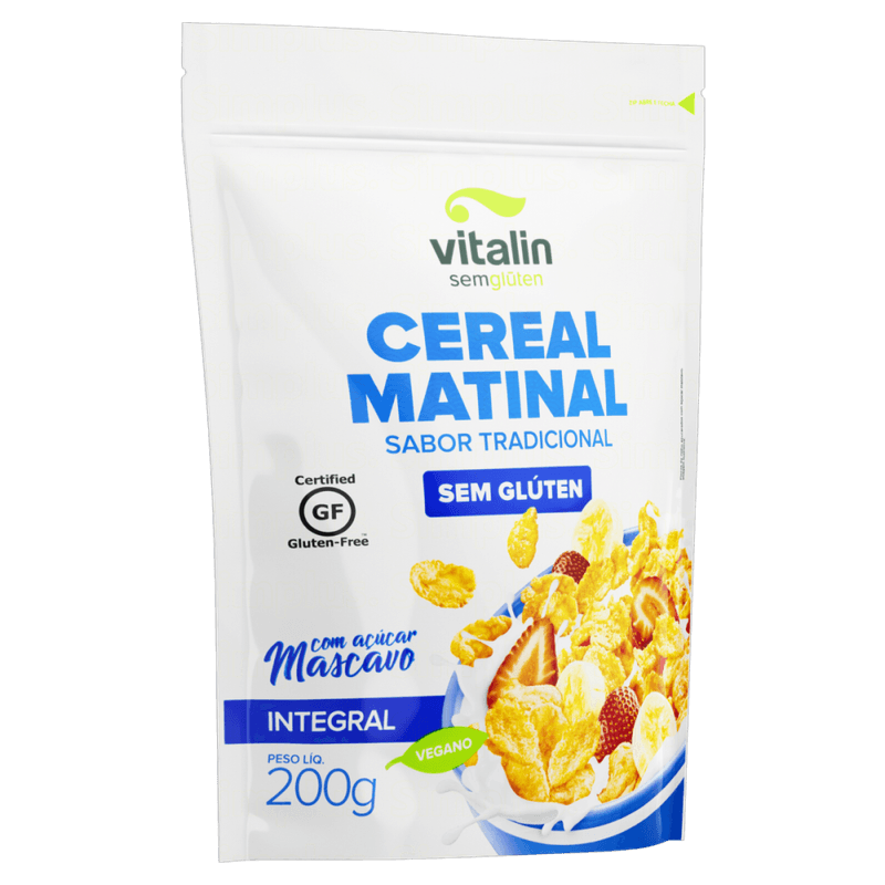Cereal-Matinal-Flocos-de-Milho-com-Acucar-Mascavo-Integral-Tradicional-sem-Gluten-Vitalin-Pouch-200g